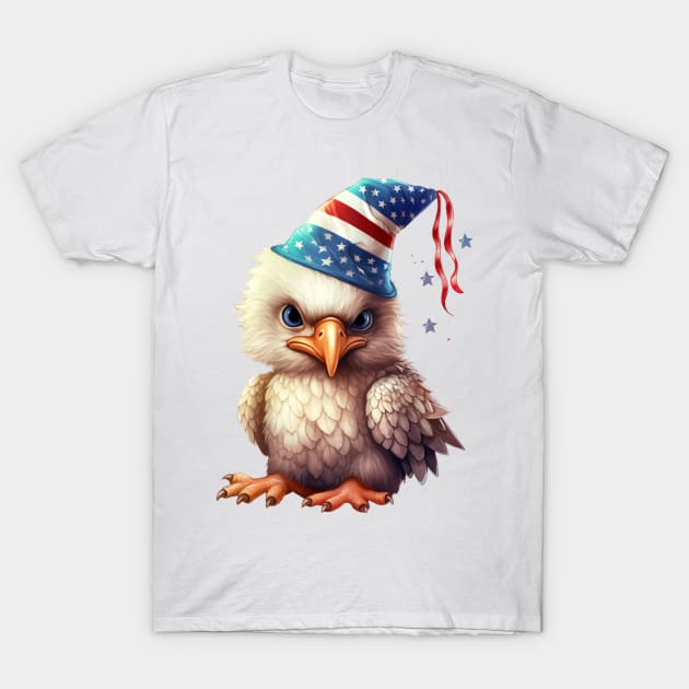 4th of July Baby Bald Eagle #5 T-Shirt by Chromatic Fusion Studio